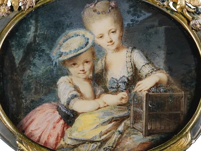 1768-Juliane Wilhelmine Bause - Le figlie dell'incisore su rame Johann Friedrich Bause- Juliane Wilhelmine (a sinistra) e Friederike Charlotte, rispettivamente all'età di tre e cinque anni.